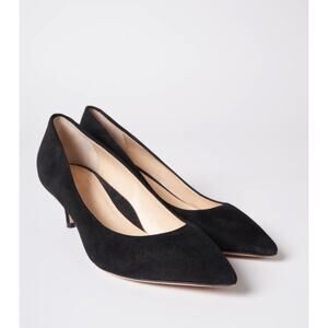 Marion Parke Toscana Black Suede leather Kitten Heel Pumps 38.5 US 8.5 Shoes